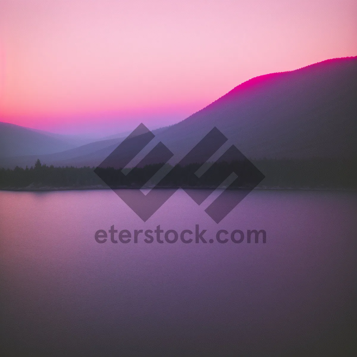 Picture of Serene sunset over mountainous river landscape