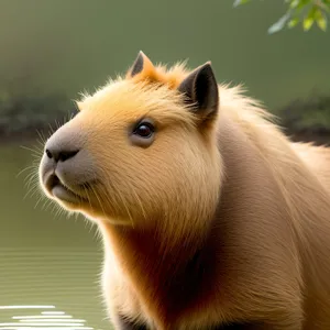 Fluffy Brown Portrait of Cute Guinea Pig