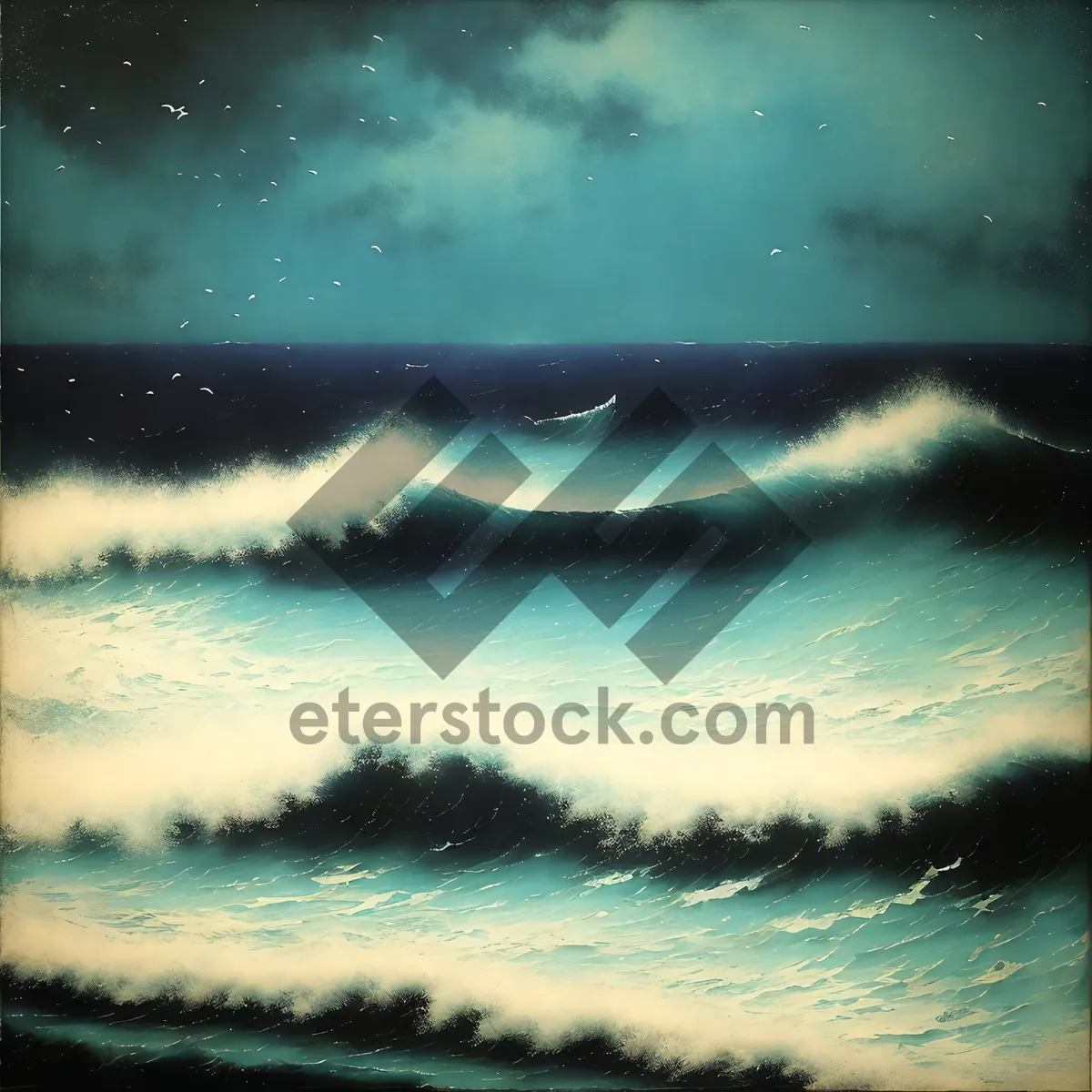 Picture of Serene Moonlit Ocean with Reflective Sea Snake