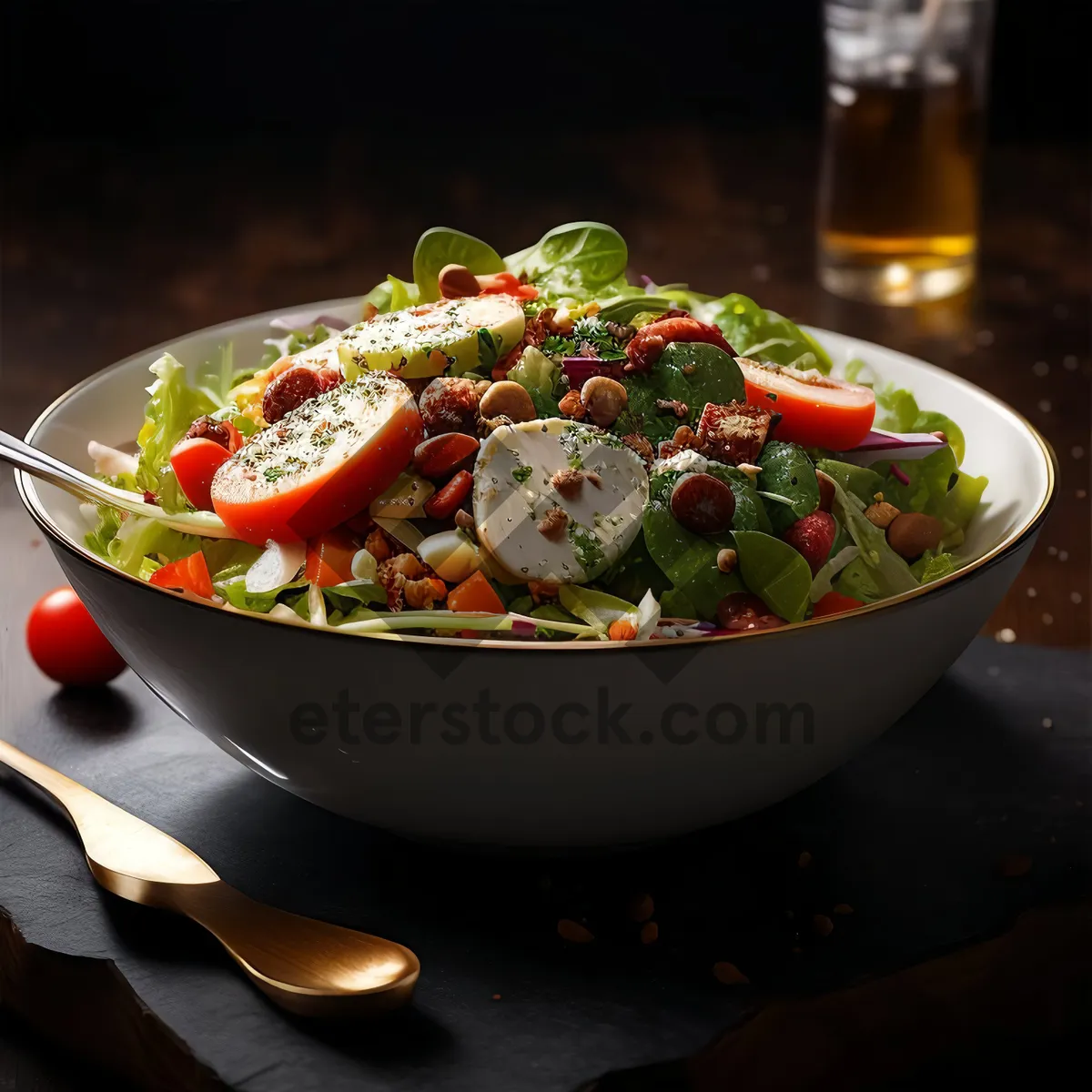 Picture of Healthy Vegetarian Bowl with Fresh Veggies and Sauce