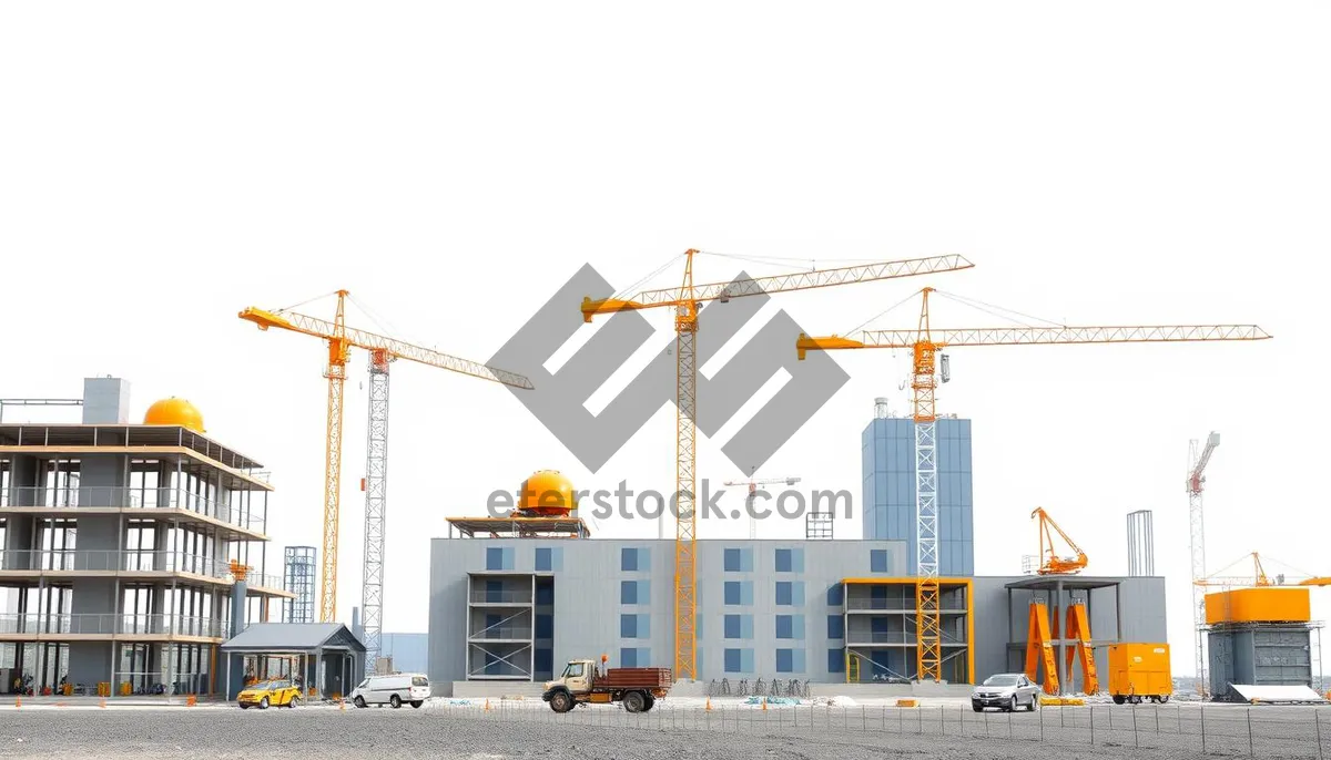 Picture of Urban building construction with crane equipment lifting