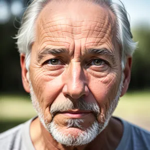 Smiling Senior Man with Gray Hair and Glasses