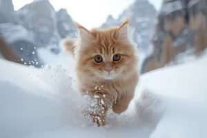 Adorable domestic kitten with charming eyes and fluffy fur