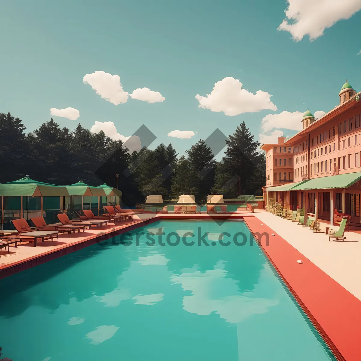 Picture of Tropical island resort hotel by the ocean beach.