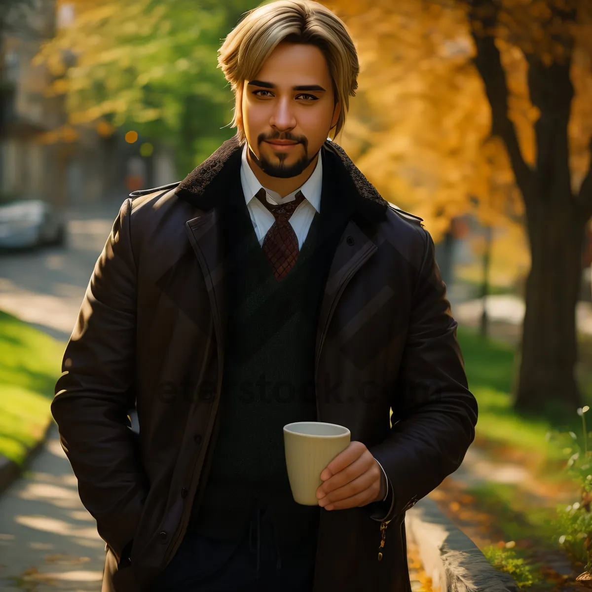 Picture of Attractive Smiling Businessman in Modern Corporate Setting