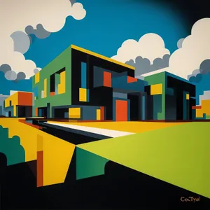 Villa symbolizing business with house and chimney