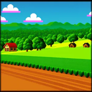 Serene Rural Landscape Amidst Rolling Hills and Lush Grass