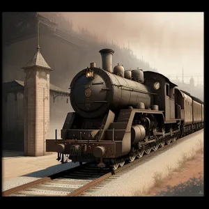 Vintage Steam Locomotive on Railroad Tracks