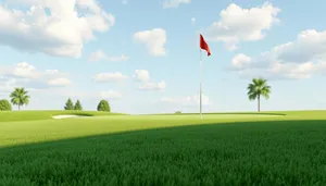 Sunny Meadow in Rural Landscape Under Blue Sky