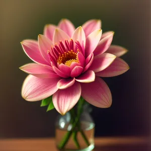 Pink Lotus Blossom in Serene Water