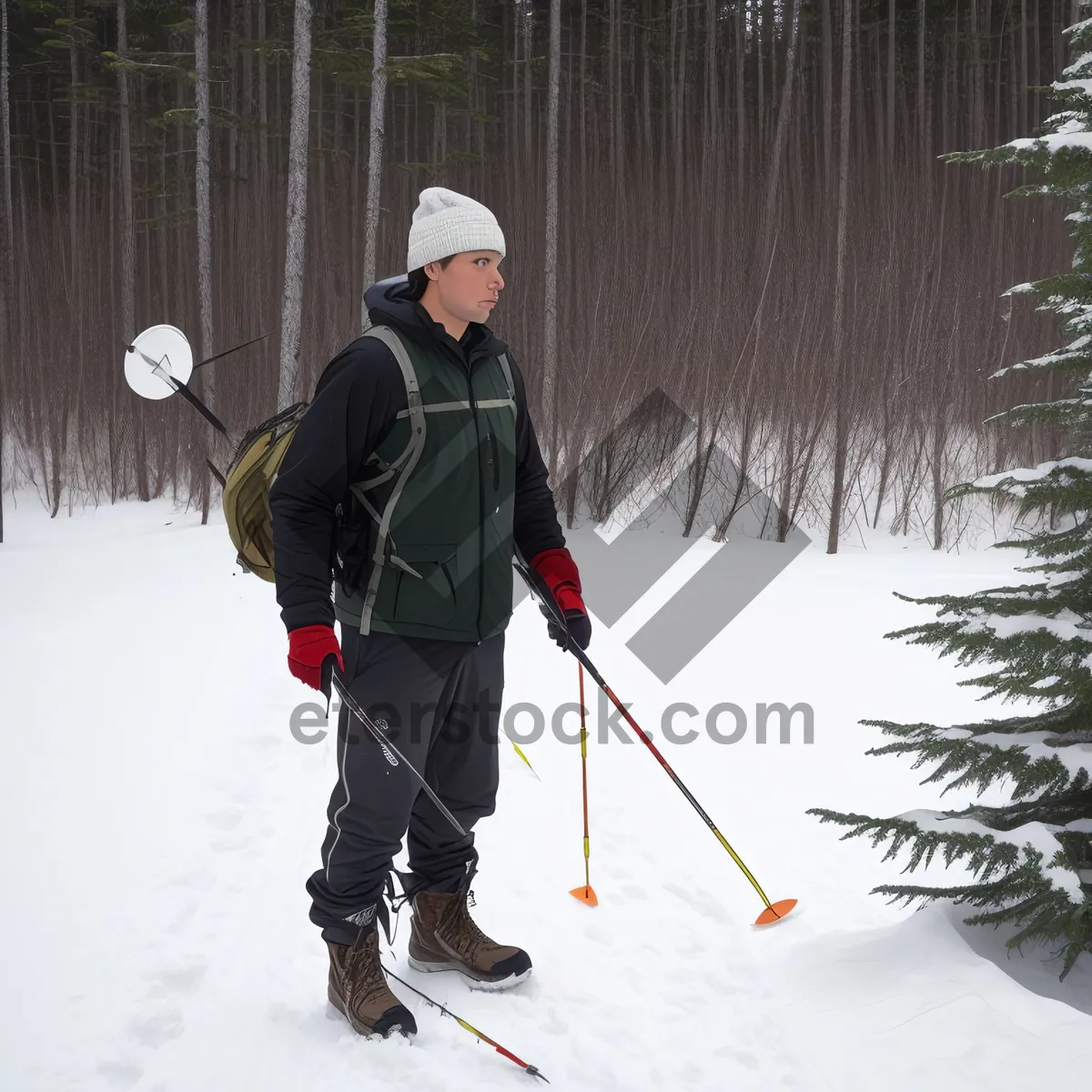 Picture of Adventure on Ice: Brave Skier Conquering Frosty Mountains.