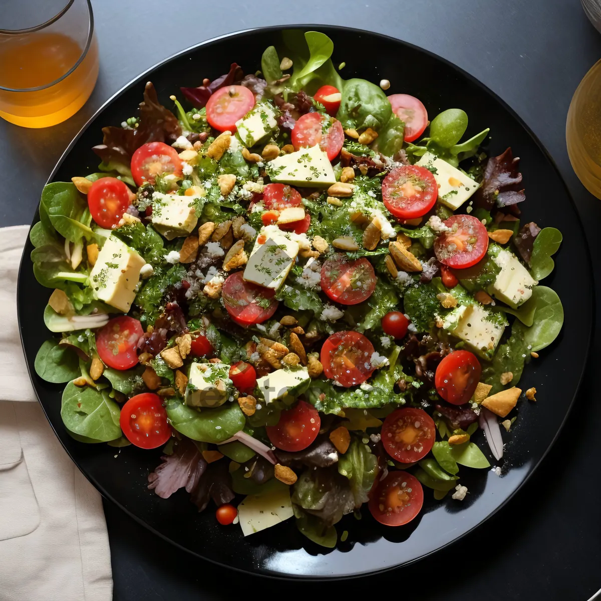 Picture of Delicious vegetable salad with grilled meat