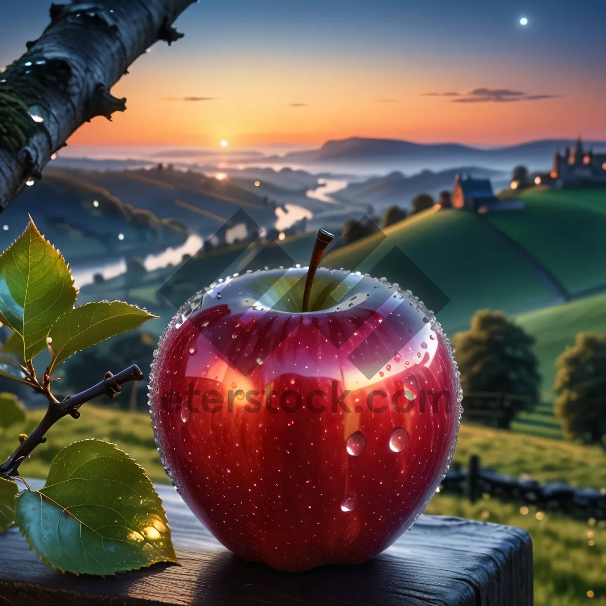 Picture of Fresh apple snack, sweet and healthy choice.