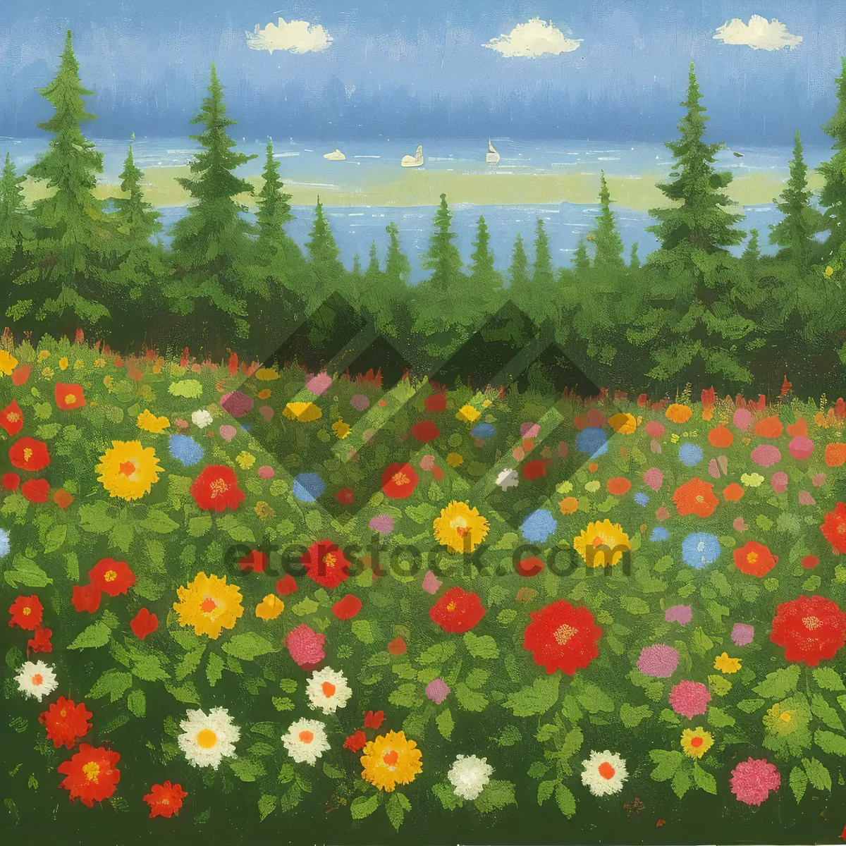 Picture of Colorful Blooms in Sunny Meadow