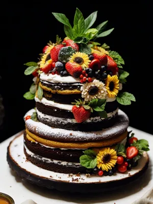 Delicious Berry Cream Cake with Chocolate Decoration