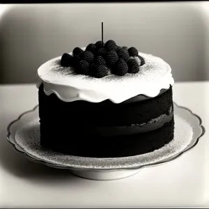 Gourmet birthday cake with fresh berries and cream