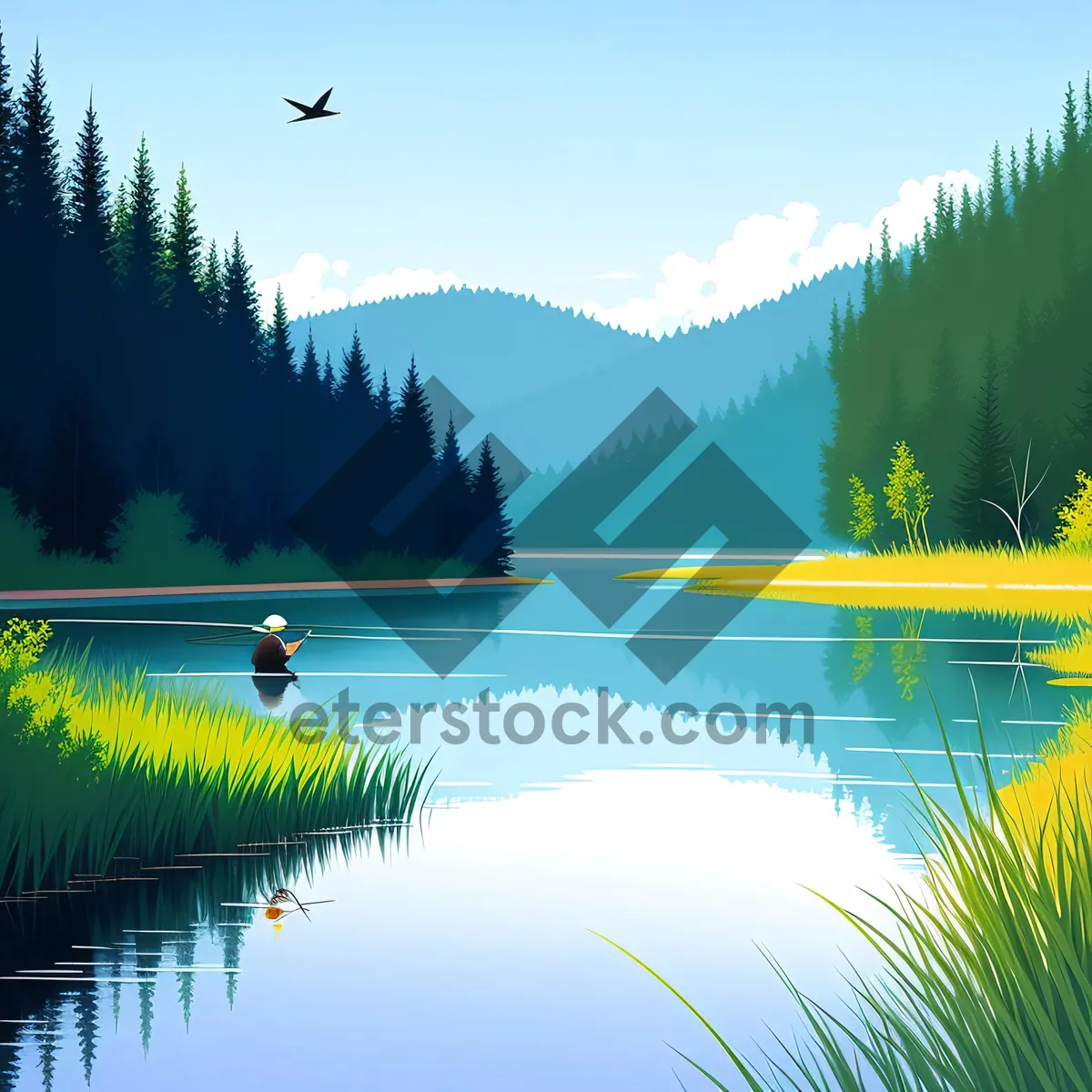 Picture of Tranquil Lakeside Reflection in Autumn Wilderness