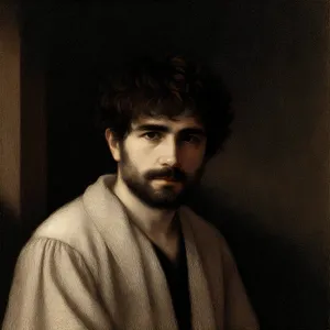 Attractive male model in black bathrobe portrait