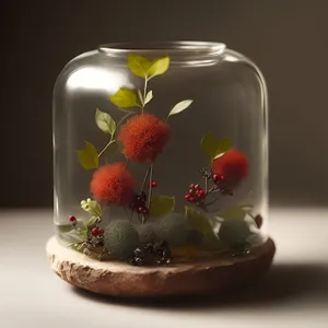 Delicious Berry Fruit Tart in Glass Container with Cream