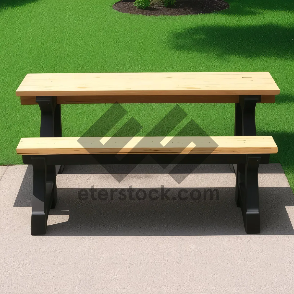 Picture of Wooden Park Bench with Empty Seat