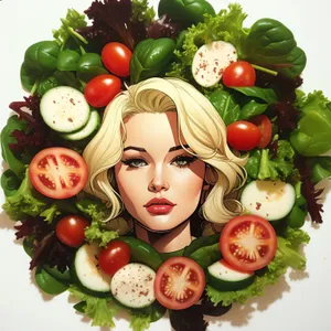 Fresh Vegetable Salad with Tomatoes and Lettuce