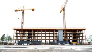 Urban High Rise Construction Crane in City Skyline