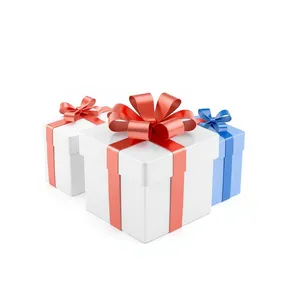 3D Gift Box with Silk Bow and Ribbon