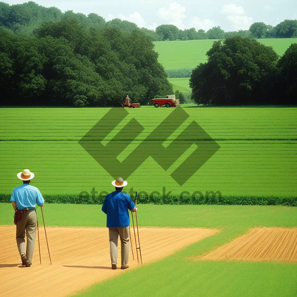 Picture of Golfers at Play on Beautiful Course