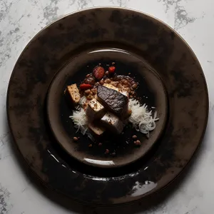 Dish of savory soup in a bowl