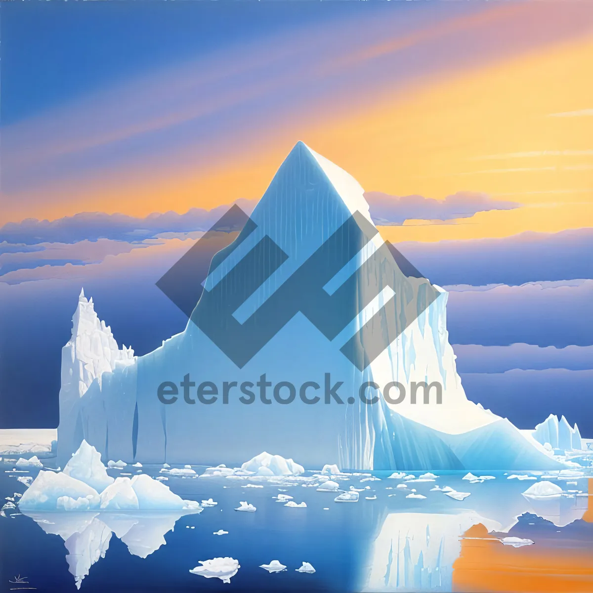 Picture of Majestic Snowy Glacier under Arctic Sky