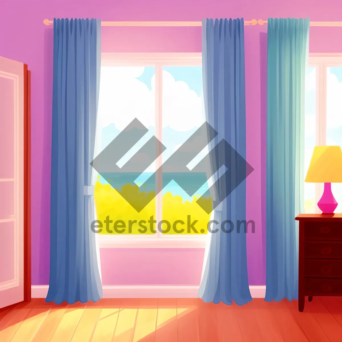 Picture of Colorful Modern Boutique Home Interior with 3D Furniture and Light