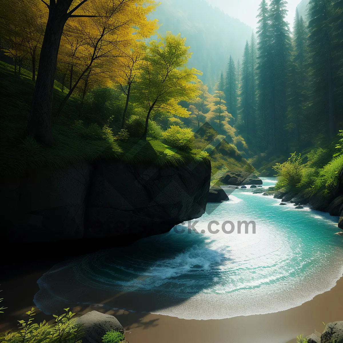 Picture of Majestic River Canyon Amidst Lush Forest