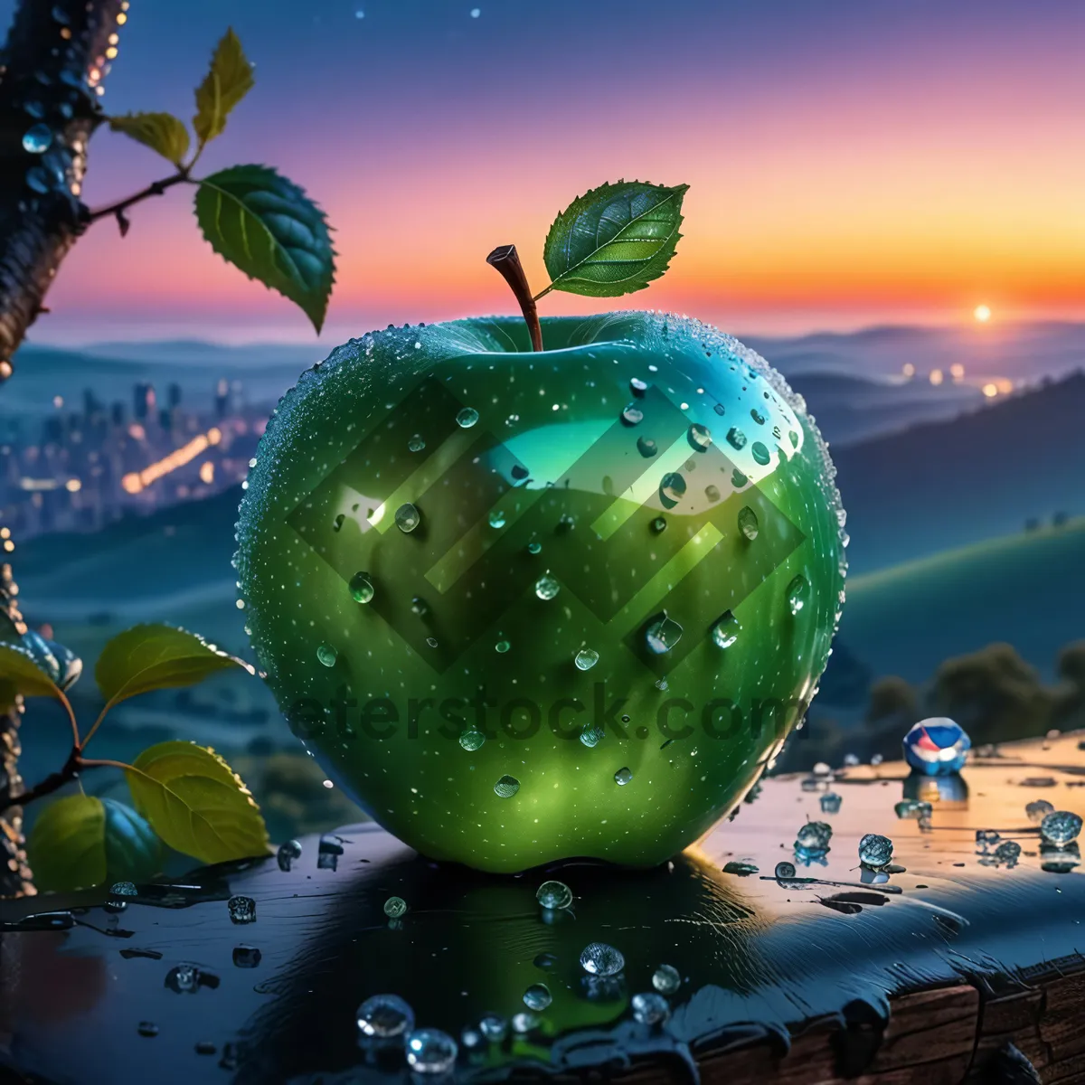 Picture of Shiny Granny Smith Apple Tree Decoration