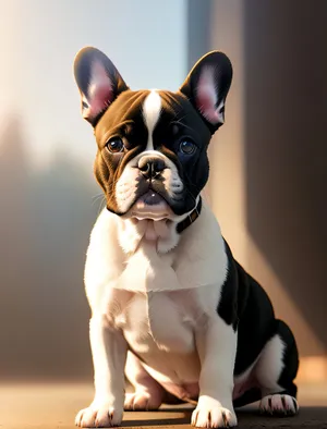 Adorable Bulldog with Wrinkled Muzzle: Studio Portrait