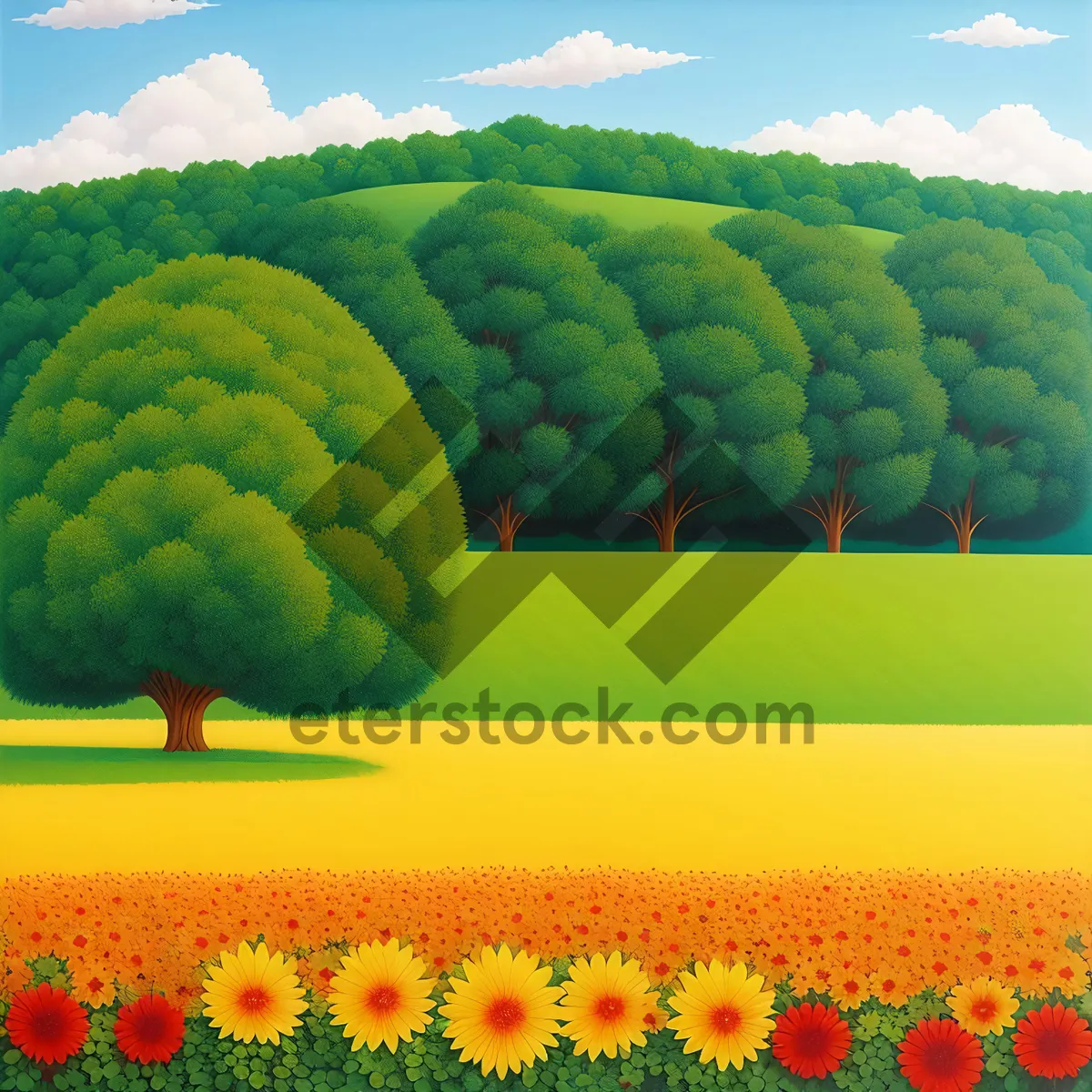 Picture of Rural landscape with fresh fruit and cactus plant