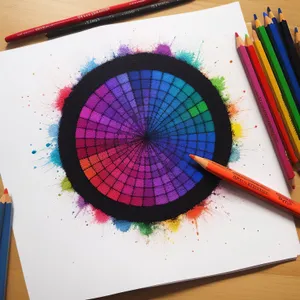 Colorful school supplies on wooden table.
