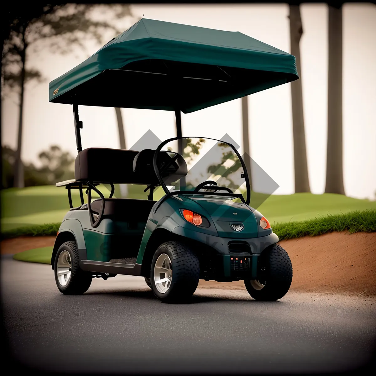 Picture of Golf Cart on Green Course