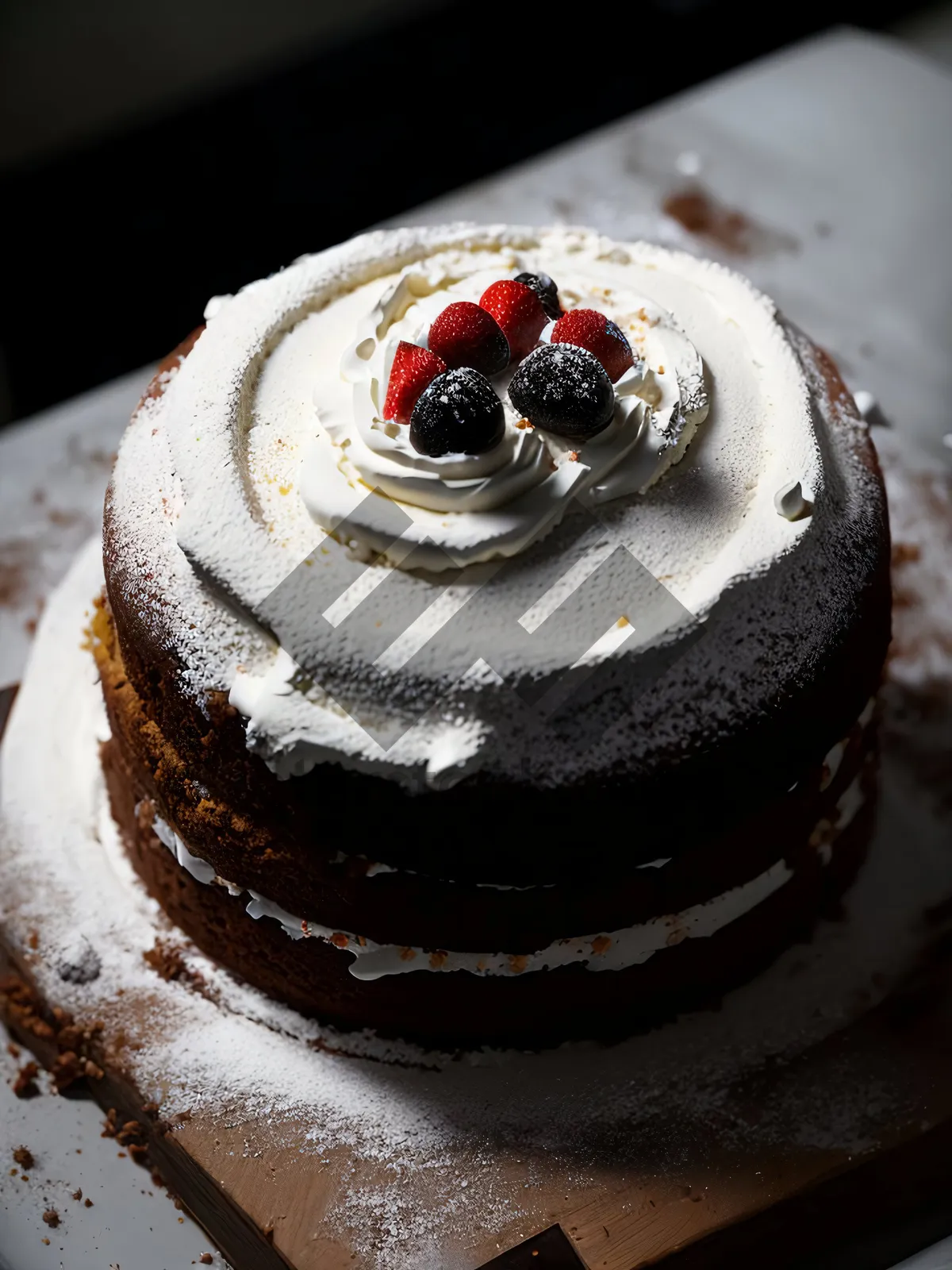 Picture of Delicious Chocolate Berry Cake with Sweet Creamy Sauce.