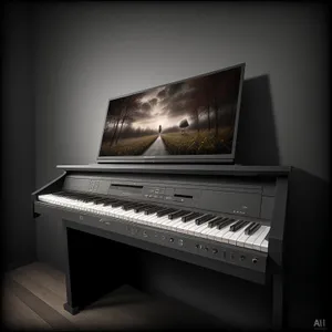 Upright Piano Keyboard with Black Keys