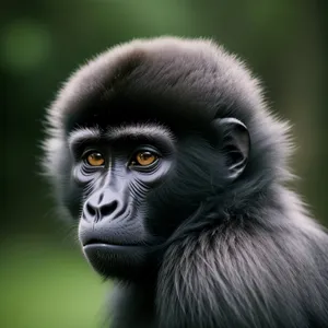 Endangered primate in natural black fur