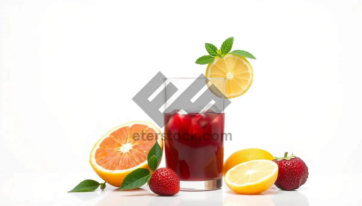 Picture of Refreshing Citrus Fruit Tea in Glass with Lemon Slice