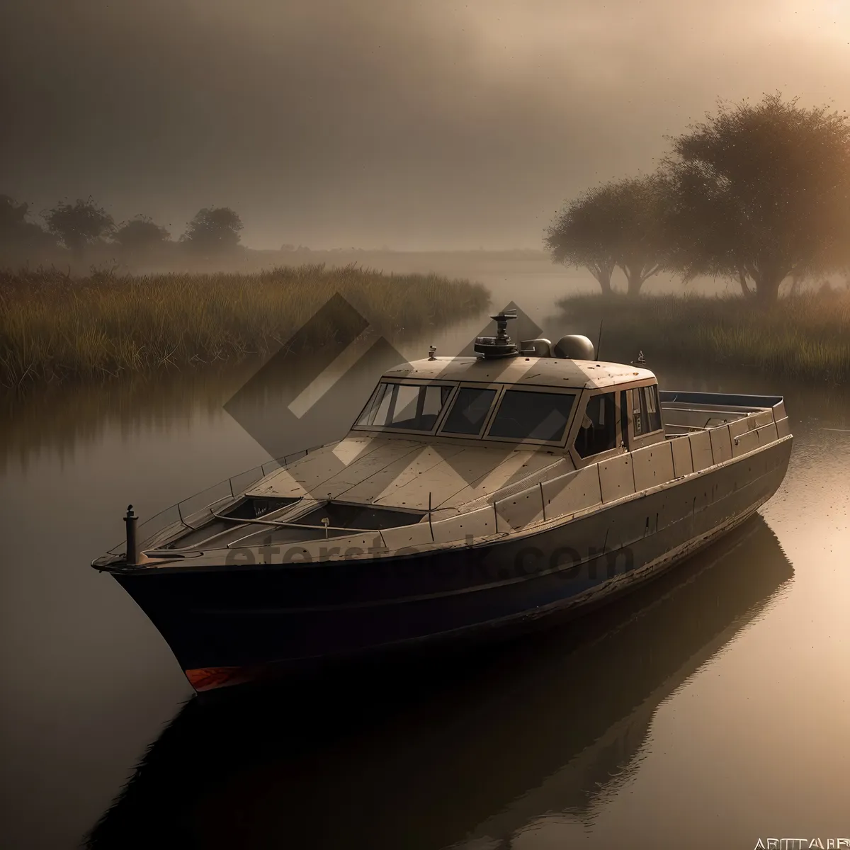 Picture of Luxury speedboat sailing on the ocean.