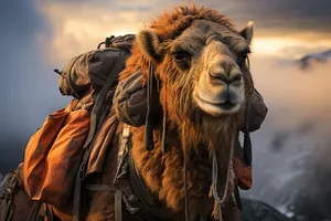 Desert Camel in Rural Farm Pasture GrazingAnimationFrame