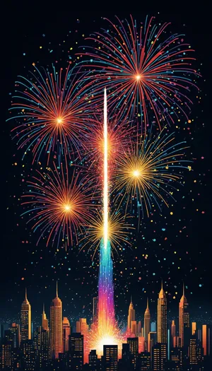 Firework Display in the Night Sky