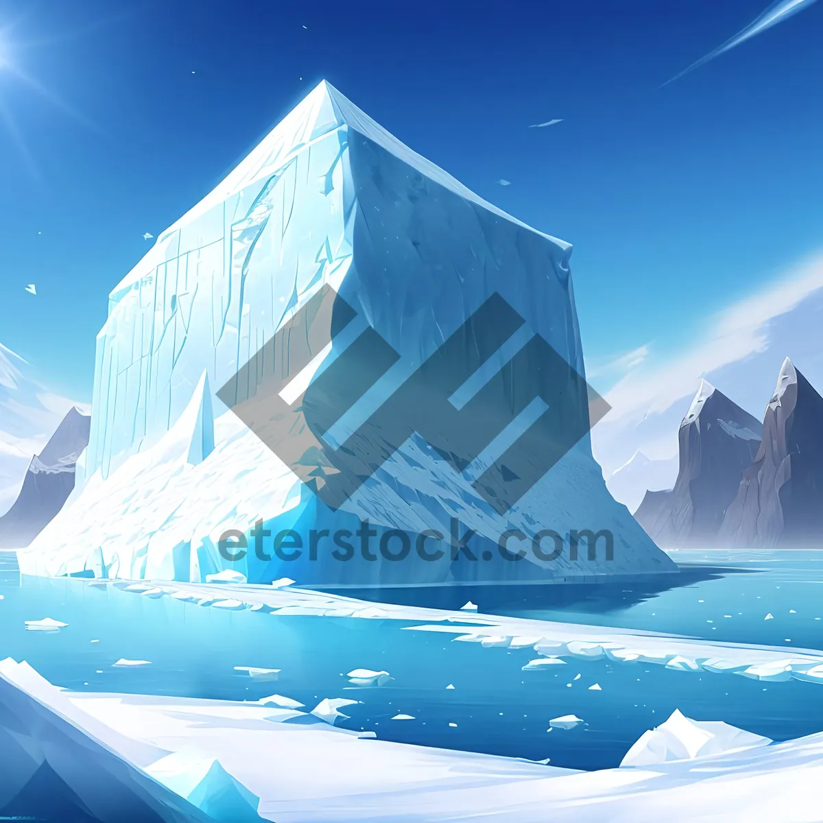 Picture of Frozen Majesty: Arctic Mountain Peak Reflecting in Icy Lake.