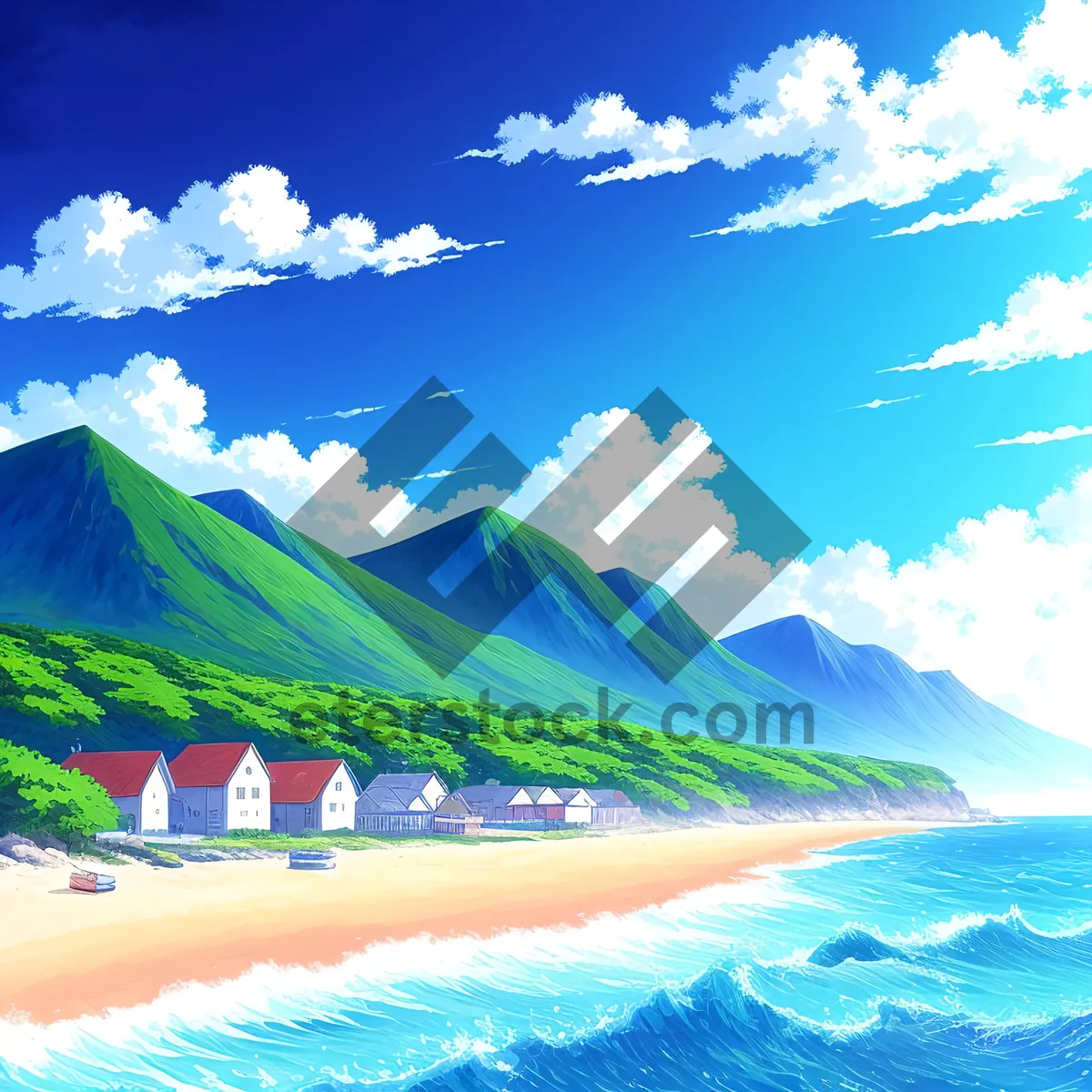 Picture of Sun-kissed Beach Paradise: Vibrant Tropical Coastline with Crystal Clear Waters