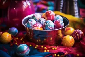 Colorful Easter egg maracas for holiday celebration