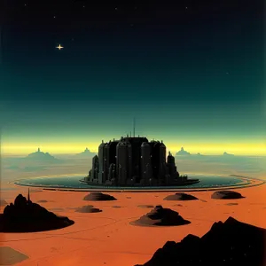 Golden Horizon over Sandy Beach: Tranquil Sunset