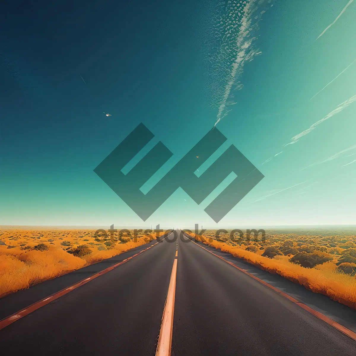 Picture of Sunlit Highway Through Rural Desert Landscape