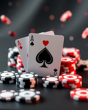 Gambling Chips and Cards for Poker Game